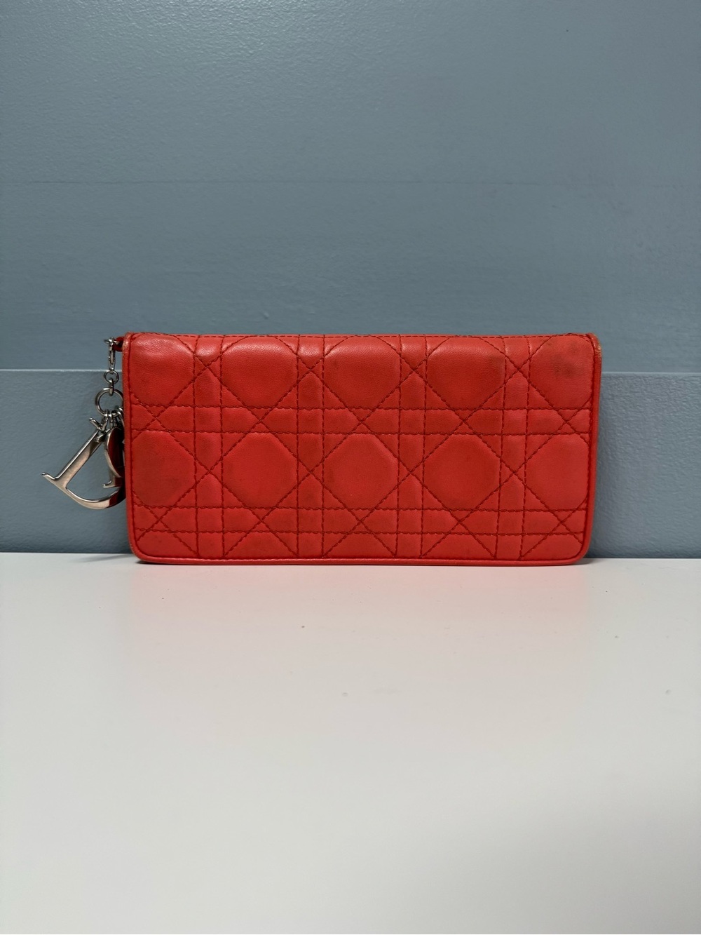 Lady Dior Flap Wallet with Silver Charm